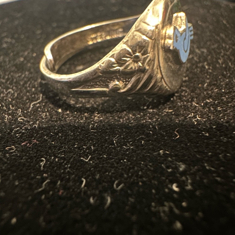 Sterling Silver Blue Enamel Bird Signet Ring Vintage 7g  reminiscent of CampFire - Picture 8 of 13